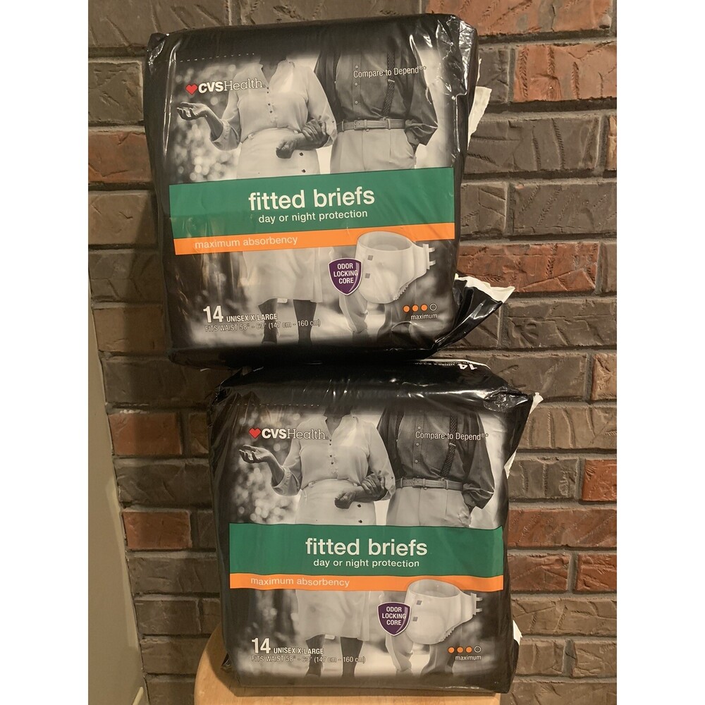 Lot of 2 CVS Health Men's Max Absorbency Protection Underwear Size XL 14 ct each